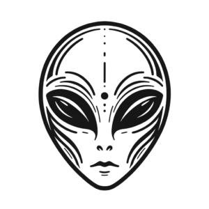 Minimalist Alien Face With Basic Lines