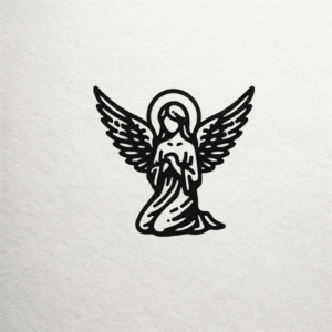 Minimalist Angel With Halo And Wings