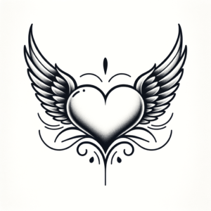 Minimalist Chicano-Style Heart With Wings