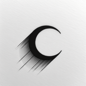 Minimalist Crescent Moon With Shadow