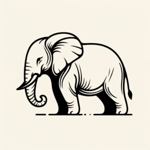 Minimalist Elephant With Simple Outline