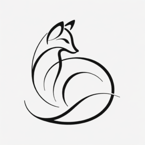 Minimalist Fox With A Single, Curved Line For Its Body