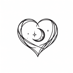 Minimalist Heart With A Small Moon