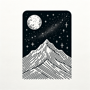 Minimalist Mountain With A Moon And Stars