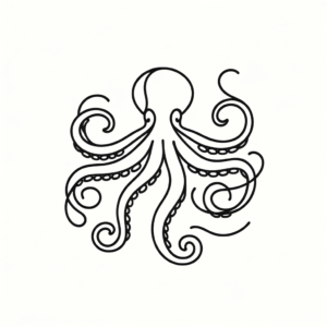 Minimalist Octopus In A Single Continuous Line