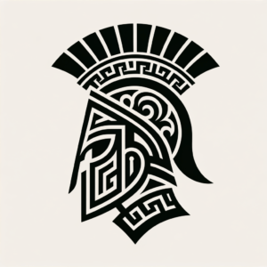 Minimalist Spartan Helmet With Greek Motifs