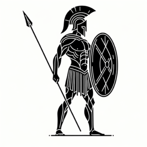 Minimalist Spartan Warrior In Battle Pose
