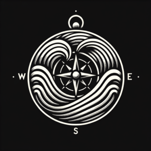 Minimalistic Wave Pattern Surrounding A Compass