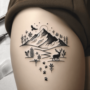 Mountain With Dainty Wildlife Elements