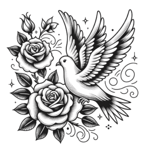 Neo-Traditional Dove With Roses