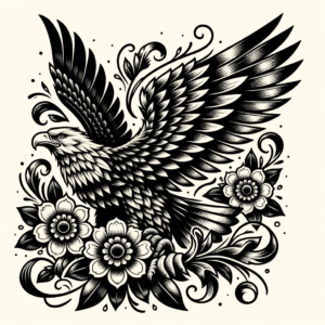 Neo-Traditional Eagle With Flowers