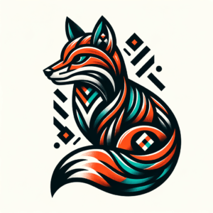 Neo-Traditional Fox With Bold Colors And Stylized Shapes