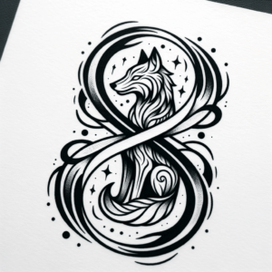 Neo-Traditional Infinity With Wolf