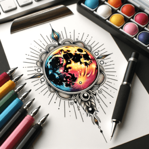 Neo-Traditional Moon With Bright Colors