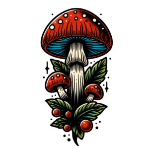 Neo-Traditional Mushroom With Bright, Contrasting Colors