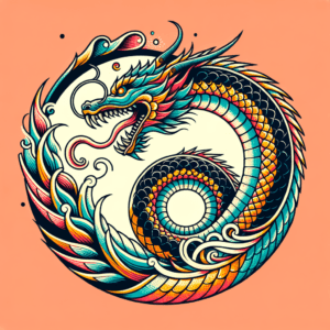 Neo-Traditional Ouroboros With Bright Palette