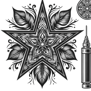 Neo-Traditional Star With Intricate Floral Patterns