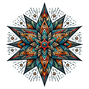 Neo-Traditional Star With Vibrant Colors And Intricate Patterns
