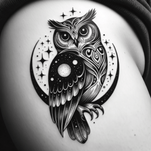 Neo-Traditional Style Celestial Owl