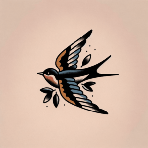 Neo-Traditional Swallow With Artistic Flair