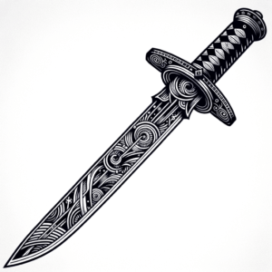 Neo-Traditional Sword With Vibrant Patterns