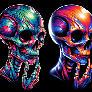New School Alien With Vibrant, Dynamic Colors