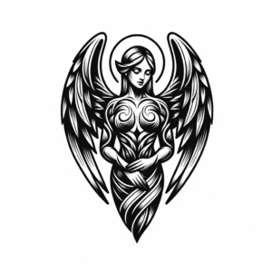 New School Angel With Bold Outlines