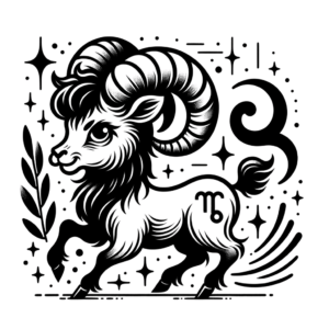 New School Capricorn Symbol With Cartoonish Elements