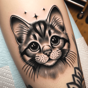New School Cat With Big Eyes And Ears