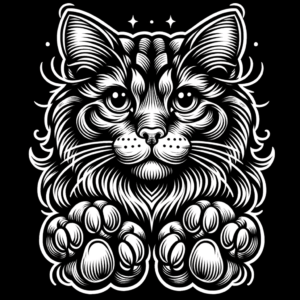 New School Cat With Exaggerated Paws