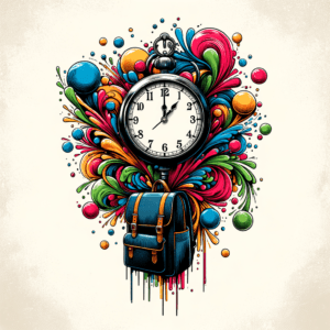 New School Clock With Vibrant Colors