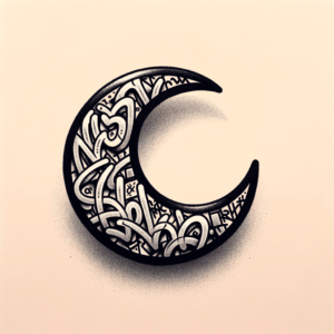 New School Crescent Moon With Graffiti