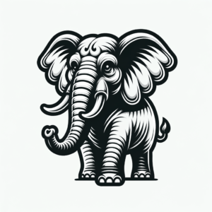 New School Elephant With Exaggerated Features
