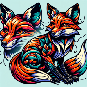 New School Fox With Vibrant Colors And Exaggerated Proportions