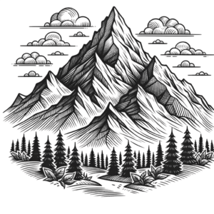 New School Mountain With Bright, Exaggerated Features