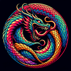 New School Ouroboros With Vibrant Colors
