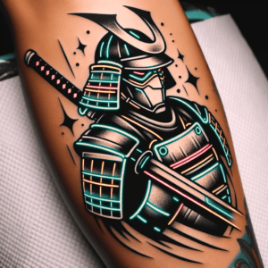 New School Samurai With Neon Accents