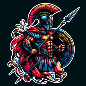 New School Spartan Warrior With Vibrant Colors