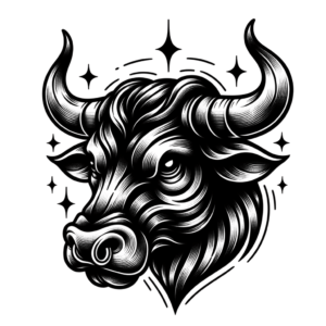 New School Taurus Glyph With Exaggerated Features