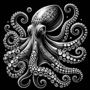 Octopus With Dotwork Details And Shading