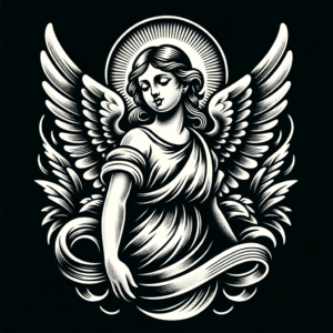 Old-School Angel With Halo And Wings