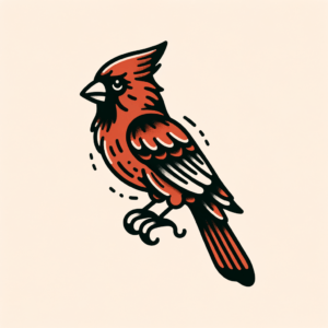 Old-School Cardinal With Bold Outlines And Simple Colors