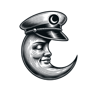 Old-School Crescent Moon With Sailor Hat