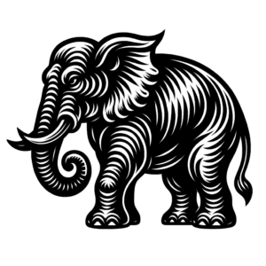 Old-School Elephant With Thick Outlines