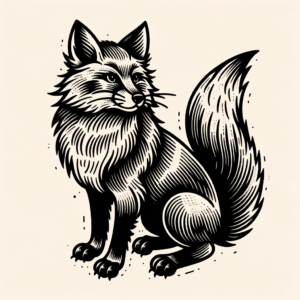 Old-School Fox With Thick Lines And Limited Color Palette