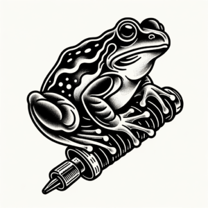 Old-School Frog With Bold And Simple Lines