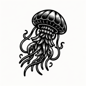 Old-School Jellyfish With Bold Outlines