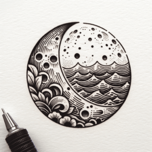Old-School Moon With Sailor Design