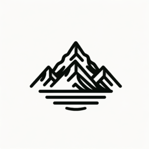 Old-School Mountain With Bold Lines And Primary Colors