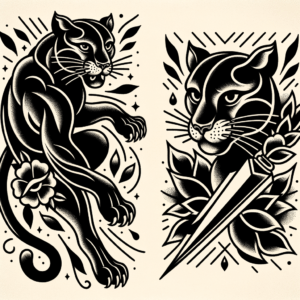 Old-School Panther With Classic Tattoo Aesthetics